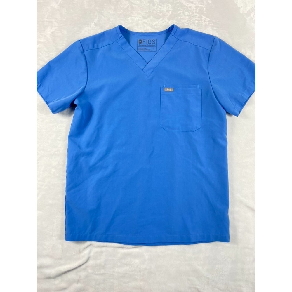 Figs Scrub Blouse Men's Sz S Light Blue Technical Collection PO#1303